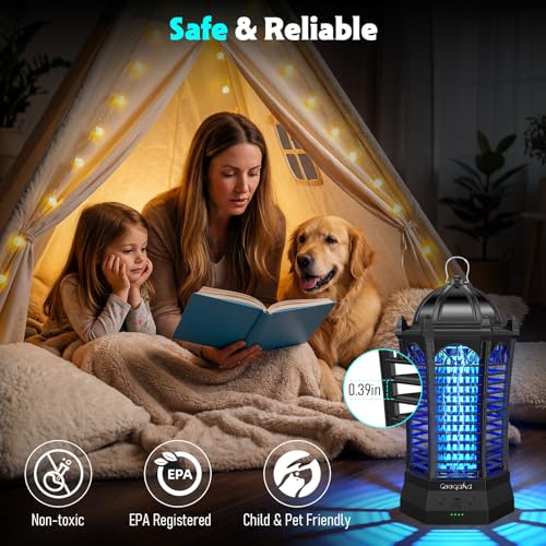 GooQand Bug Zapper, 4500V Retractable Fly Zapper with LED Light, 4000mAh&3 Mode Portable Electric Zapper with Lighting Used for Indoor Outdoor, Camping, Garden, Patio, Fishing