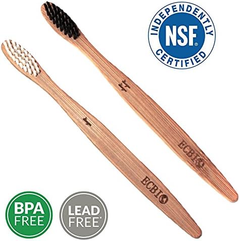 2 pieces Natural Bamboo Toothbrush, Eco-Friendly Toothbrushes With BPA Free Nylon Bristles, Individually Numbered Sustainable &amp; Biodegradable Toothbrush for Women and Men