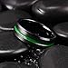 King Will Loop Mens 7mm Black Brushed Grooved Green Thin Line Tungsten Carbide Wedding Ring Beveled Edge