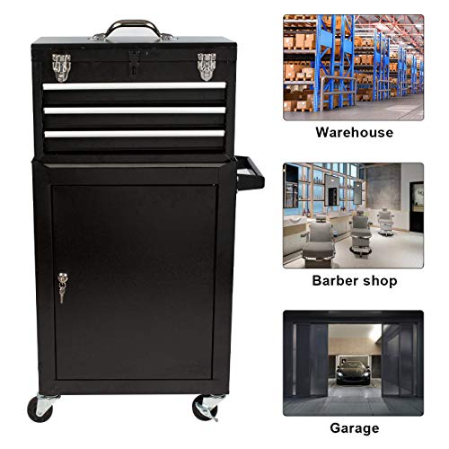 3Drawer Tool Chest Rolling Tool Box with Lockable Drawers and 4 Wheels