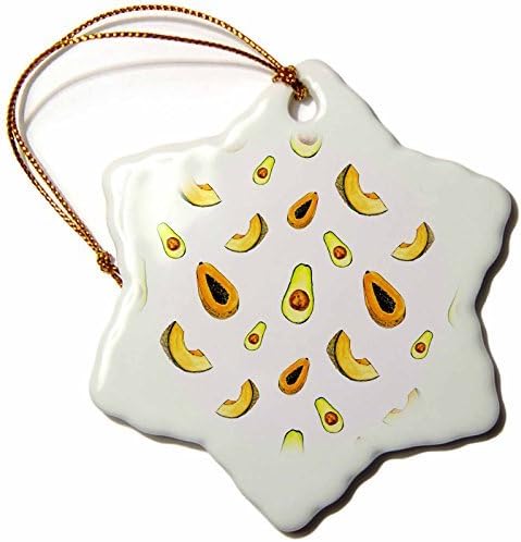 Christmas Ornament Anne Marie Baugh - Patterns - Papaya, Avocados, Cantaloupe Pattern - Snowflake Porcelain Ornament