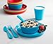 PLASKIDY Kids Plastic Dinnerware Set - 36 Pc Reusable Children's Dinner Set Microwave/Dishwasher Safe BPA Free Toddler Dishes Dinnerware Set Includes Kids Plates and Bowls Kids Cups & Flatware.