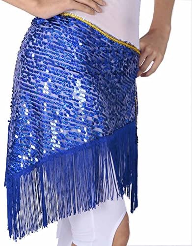 WCHUANG Women's Belly Dance Hip Scarf with Tassel Indian Triangle Dance Belt (blue1)