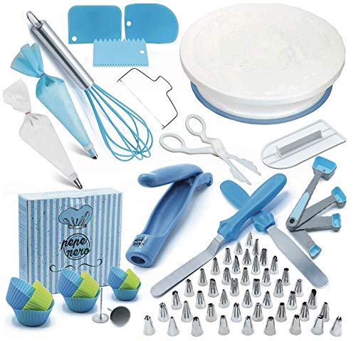 Cake Decorating Supplies Set 136 Pcs, Rotating Turntable, Measuring Spoons, Icing, Tools & For Birthdays,Cookies,Piping, Baking,Frosting, Pastry, Cupcakes, Weddings