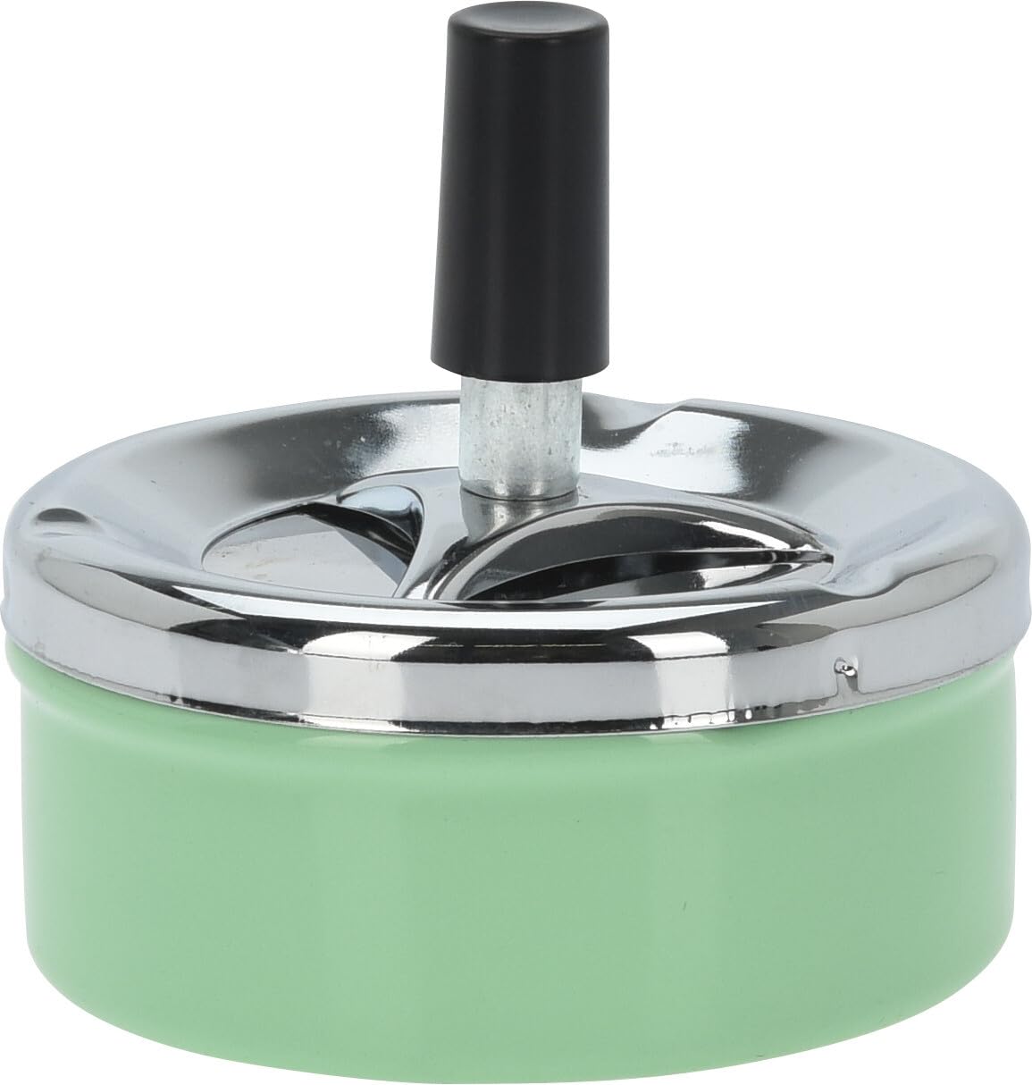 OrionMart Stainless Steel Tabletop Push Down Cigarette Spinning Ashtray with Lids | Windproof and Odor Free Cool Ashtray | For Home Indoors and Outdoors