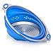 Oberhaus Premium Collapsible Silicone Colander/Strainer with Stainless Steel Base (Available Colors: Red, Blue and Green) (Blue)