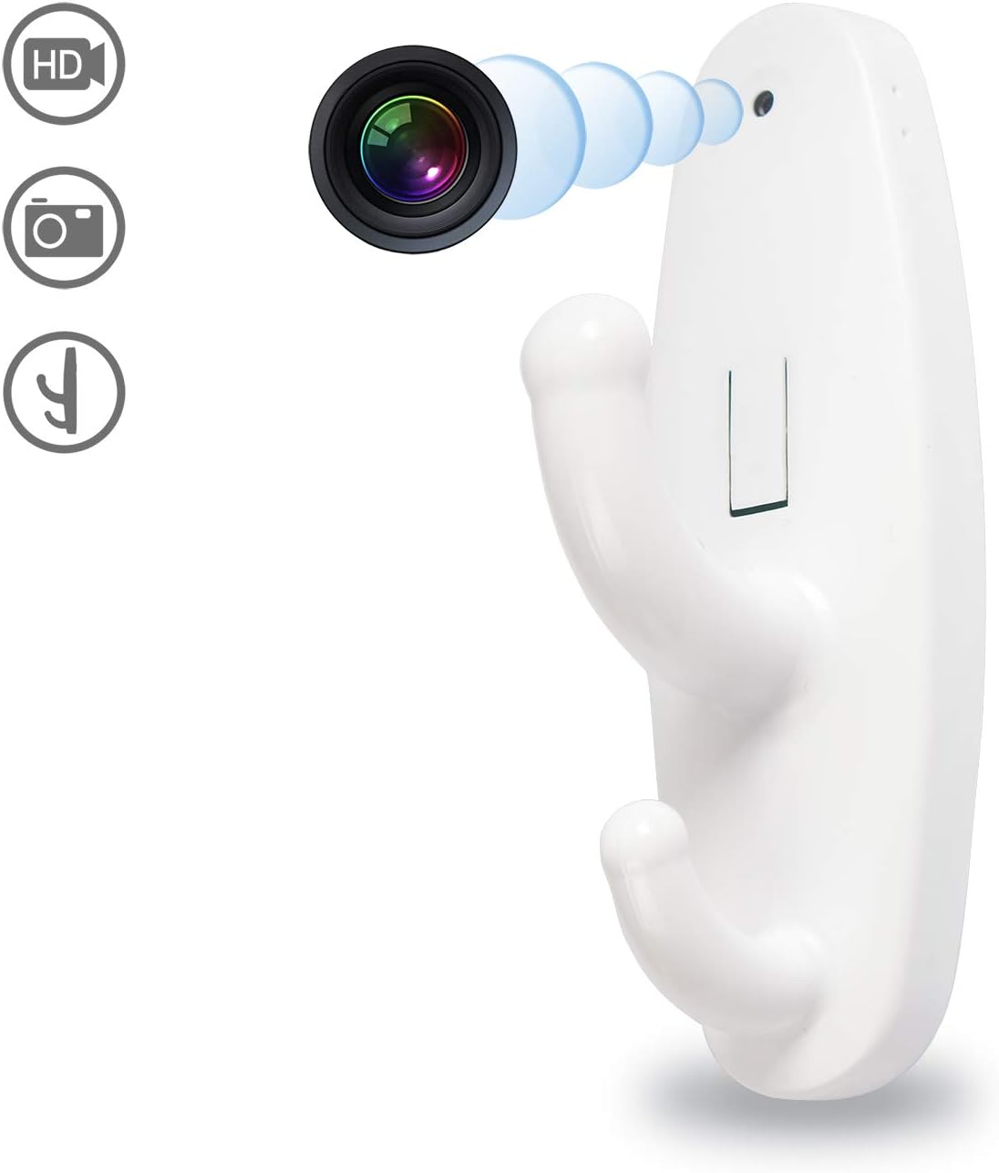 Hidden Camera Coat Hook with Motion Detection - Clothes Hook Spy Camera Wireless Hidden Nanny Cam - Security Secret Camera for Home - White