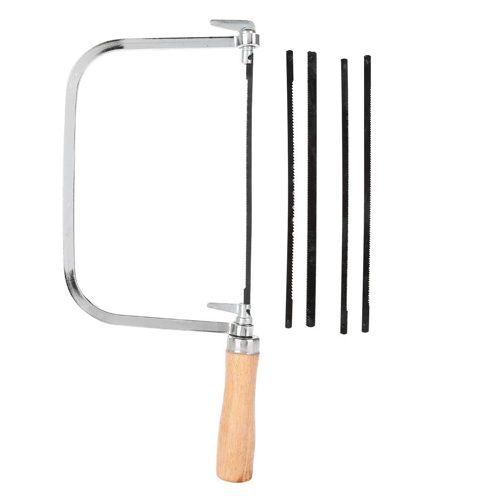 Coping Saw for Woodworking, Multi Purpose Handsaws Hand Garden Tool Metal String Cutter with 5 Blade Mini U Shape Manual Wire DIY Hacksaw Bow Tile for Wood Steel Stone Jade Cutting Crafts