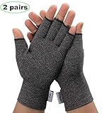 2 Pairs Compression Arthritis Gloves, Fingerless Hand Gloves for Rheumatoid & Osteoarthritis - Joint Pain and Carpel Tunnel Relief-Men & Women (Large-2 Pairs)