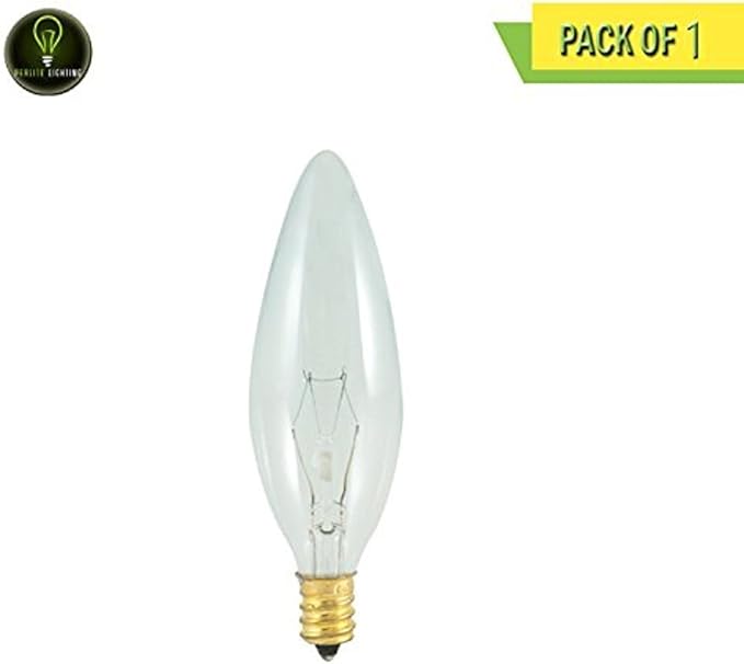 Perlite Lighting 60CTC/HV/220V 60Watt B10 Torpedo Clear Candelabra E12