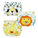 Tai523 3pcs Baby Kids Potty Training Pants Washable Cloth Diaper Nappy Underwear (XL),As Pictures (Dog/Duck/Lion)