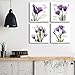 Baby Plum 4Pcs/Sets Huge Modern Giclee Prints Framed Artwork Love Hope Imagine and Believe Purple Flowers Pictures Photo Paintings Print on Canvas, Wall Art for Home Walls Decor, Ready to Hang