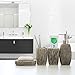 MyGift 4 Piece Brown Ceramic Bathroom Accessories Set w/Soap Dispenser, Tumbler, Toothbrush Holder & Soap Dish