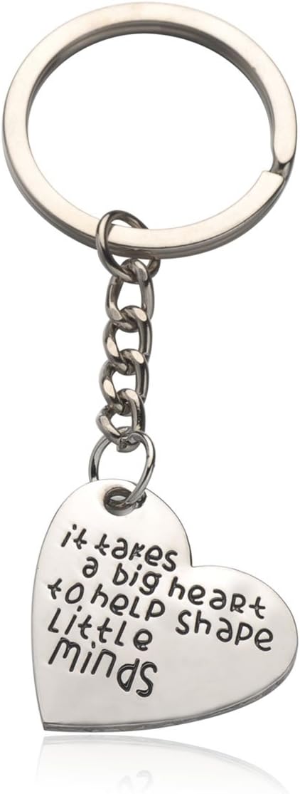 Poshzone reg;Personalized Teacher Gifts Keychain It Takes a Big Heart to Help Shape Little Minds Charm Love Heart Pendant Keychain