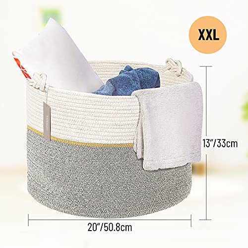 YUESUO XXL Extra Large Cotton Rope Basket, 20\