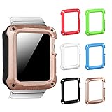 Fintie Apple Watch Case, [Mighty Shield] Rugged Protective Case - 6 Color Pack (6 Detachable Snap-on Front Cover + 1 Back Cover) for Apple Watch (2015) and Apple Watch Series 1 (2016), 42mm
