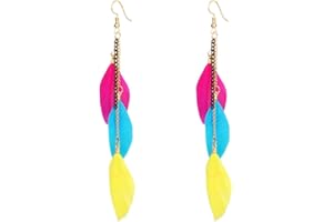Heavstjer Fashion Piercing Jewelry Tassel Feather Dangle Drop Long Chain Earrings