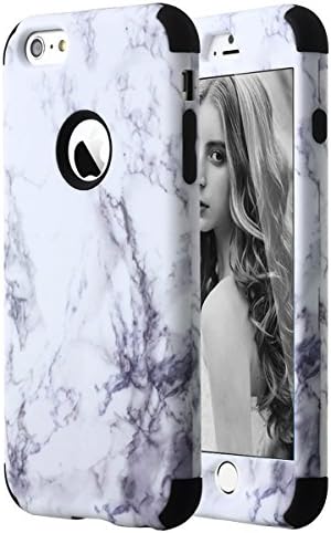 iPhone 6S Plus Case Pandawell Shockproof Hybrid High Impact Hard Plastic+Soft Silicon Rubber Armor Defender Case Cover for Apple iPhone 6S Plus / 6 Plus 5.5 inch - Marbling/Black