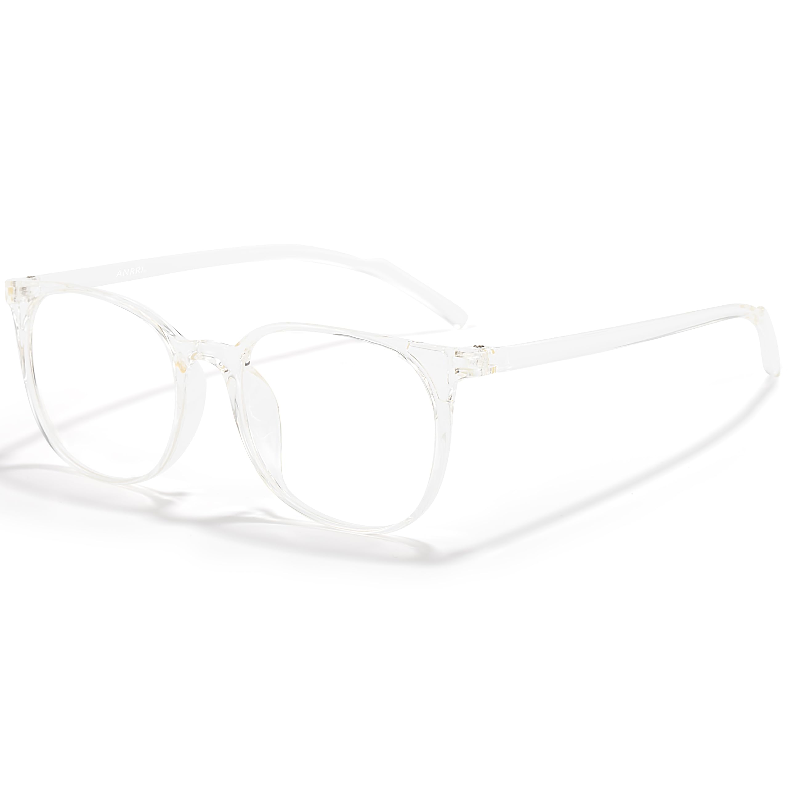 ANRRI Blue Light Blocking Glasses Round Lightweight Eyeglasses Frame Filter Blue Light Computer Game Glasses Clear Frame for Men and Women
