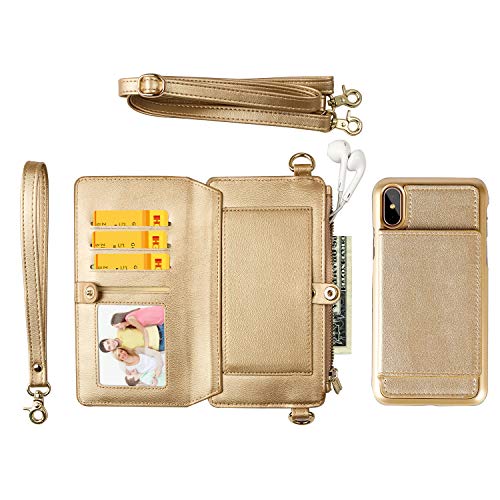image for iPhone XS Max Case, SINIANL 2 in 1 Leather Zipper Wallet Multi-functio