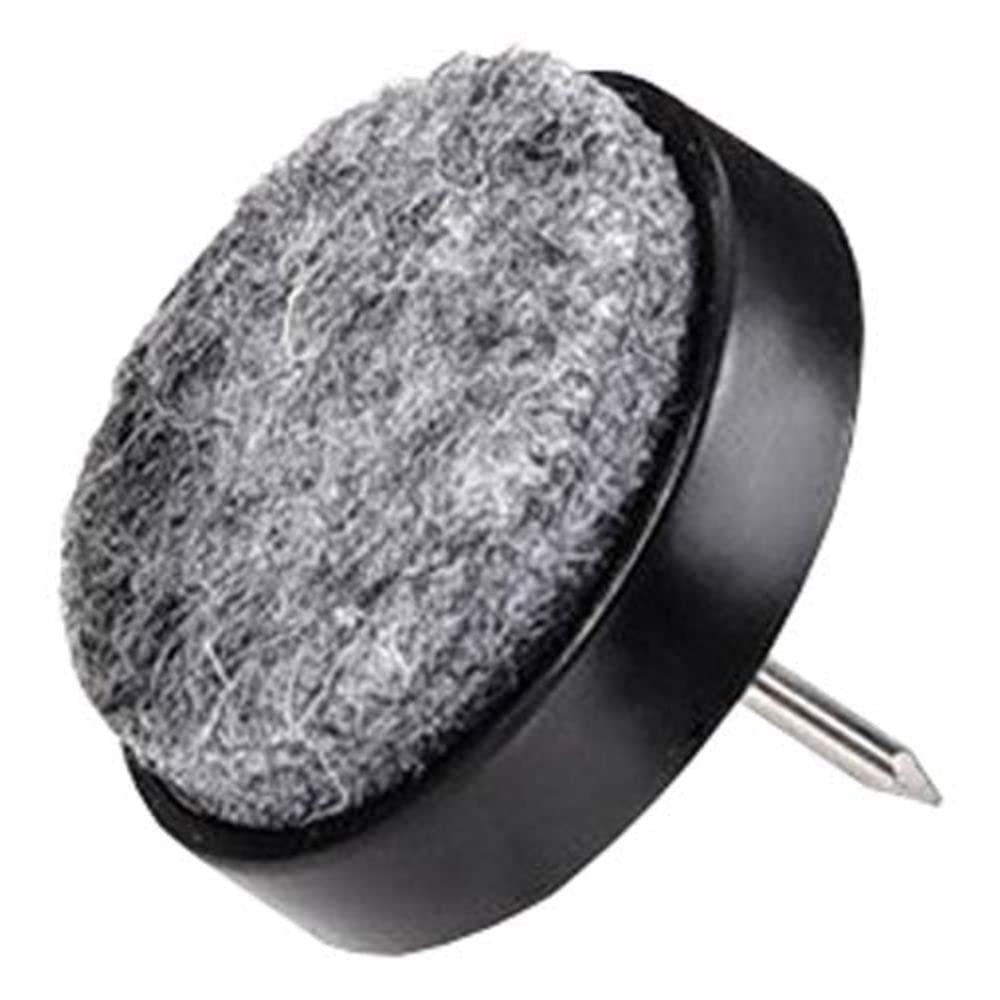 Merriway BH06818 (32 Pcs) Soft Felt Chair Glides Nail-In 24mm (1 inch) Diameter Black - Pack of 32 Pieces