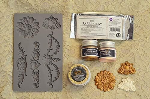 JoyGlobal Silicone 5 Cavity Baroque with Flower Pattern Fondant Cake Decorating DIY Mould