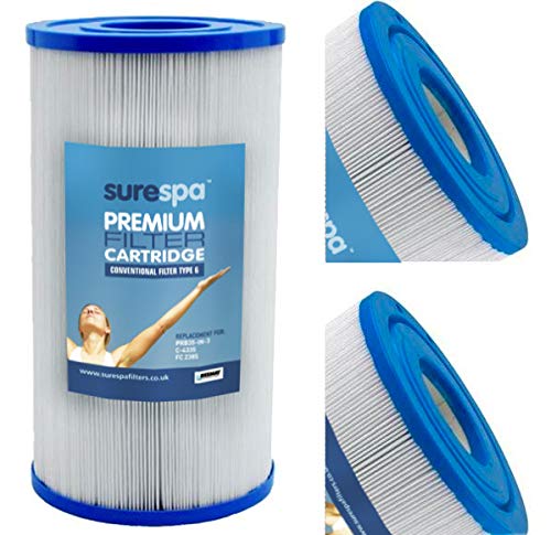 Surespa Filter - Replaces Unicel C4335, Pleatco PRB35-IN, Filbur FC-2385, SC705, Darlly 40353, Magnum RD35. 35 sq ft Hot Tub Filter Type 6