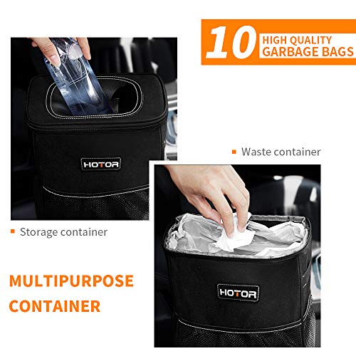image for HOTOR Car Trash Can with Lid and Storage Pockets, 100% Leak-Proof Car 