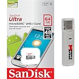 SanDisk Ultra 64GB MicroSD XC Class 10 UHS-1 Mobile Memory Card for Samsung Galaxy S7 & S7 Edge with USB 2.0 & SD Memory Card Reader