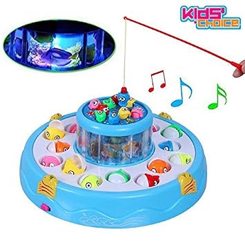 Protokart GoGo Fishing Fish Catching Game with 26 Pcs of Fish, 2 Rotary Fishing Pond & 4 Rods Includes Music and Lights Function, New 2018 Version