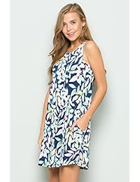 12trees Casual para Mujer sin mangas ajuste holgado Swing playera vestidos