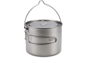 Sangmei 1600ml Titanium Pot Ultralight Portable Hanging Pot with Lid and Foldable Handle Outdoor Camping Hiking Backpacking