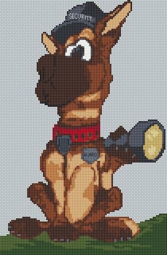 Alsatian Guard Dog Caricature Cross Stitch Kit