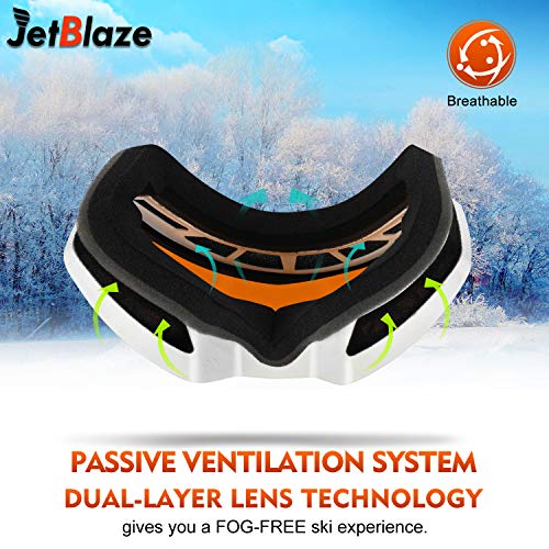 JetBlaze Ski Goggles, OTG Snowboard Goggles (Orange)