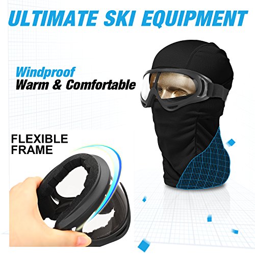 COOLOO Balaclava & Ski Goggles Sets, Ultralight Balaclava Face Mask