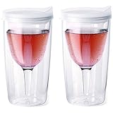 Vino2Go Double Wall Acrylic Tumbler with Double Frost Lids, 10 oz, Pack of 2