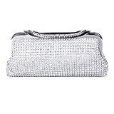 ECOSUSI Ladies Clutches Purses Crystal Rhinestone Party Evening Bags Silver