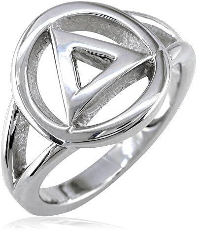 Mens or Ladies Alcoholics Anonymous AA Sobriety Ring in Sterling Silver size 10.5