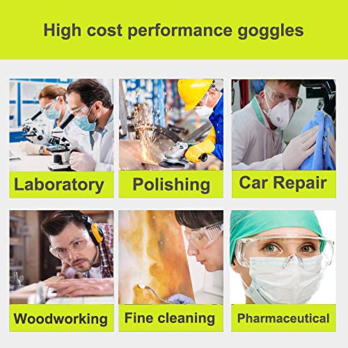 SuperMore Anti-Fog Safety Glasses Clear Lens Wide Frame Eye Protection for Construction Yard Work Lawn Mowing Laboratory Classroom Lab Chemical Splash