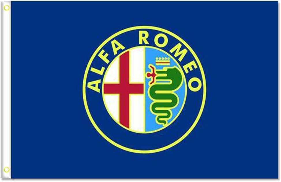 MCCOCO Alfa Romeo Flags Banner 3X5FT-90X150CM 100% Polyester,Canvas Head with Metal Grommet,Used both Indoors and Outdoors. (BLUE)