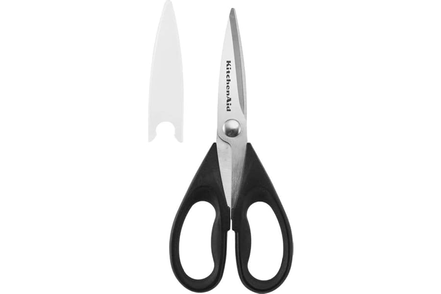 KitchenAid All Purpose Kitchen Shears with Protective Sheath Durable Stainless Steel Scissors, Dishwasher Safe, Soft Grip Com Book