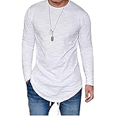 LIWEIKE Mens Hipster Hip Hop Longline Crewneck T-Shirt