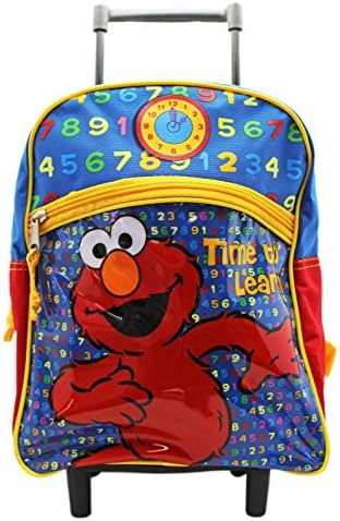 Sesame Street Elmo Time to Learn Red and Yellow Toddler Rolling Backpack (12in)