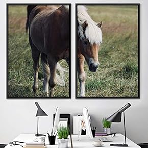 signwin 2 Piece Framed Canvas Wall Art Horse...