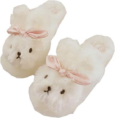 white fuzzy slippers