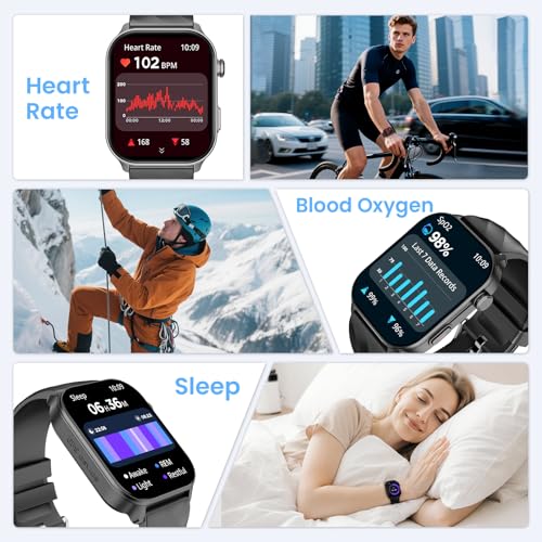 Smart Watch Men Women, 2.01" HD Smartwatch with GPS, Bluetooth Calls, Smart Watches with 110+ Sports, Sleep Monitor/Heart Rate Monitor/SpO2/Pedometer, 5ATM for Android iOS-Black