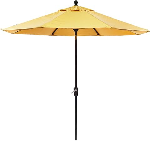Patio Umbrella 9 Ft Aluminum Patio Market Outdoor Table Umbrella Auto Tilt Crank Yellow Amazon Co Uk Garden Outdoors