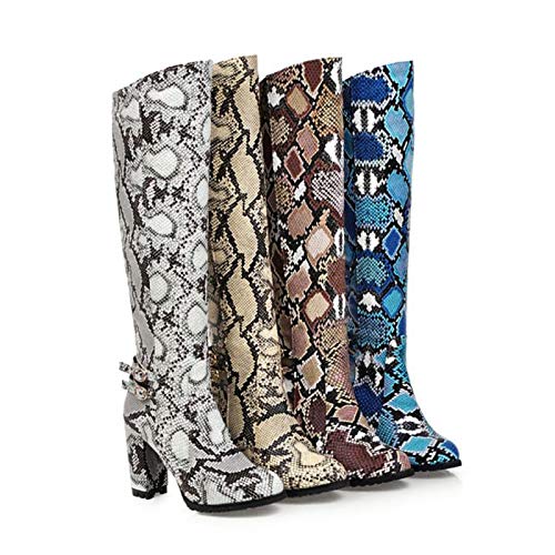 51ZoH39nbmL YHZQ 2020 Mujeres De Alto De Rodilla Botas, Patrón De La Serpiente De Cuero Tacones Altos Botas De Moda grey-EU35 YHZQ 2020 Mujeres De Alto De Rodilla Botas, Patrón De La Serpiente De Cuero Tacones Altos Botas De Moda grey-EU35 - Imagen 8