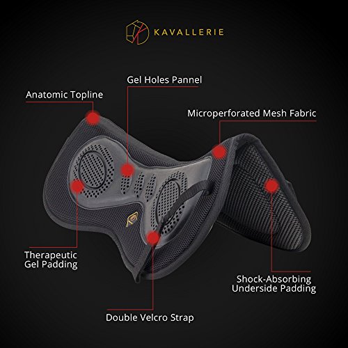 Kavallerie 3D Air-Mesh Half Pad, Black, for Impact Protection & Therapeutic Gel Padding for Maximum Support and Stability, Best for Horses Under Saddle, Dressage, Jumping & Training