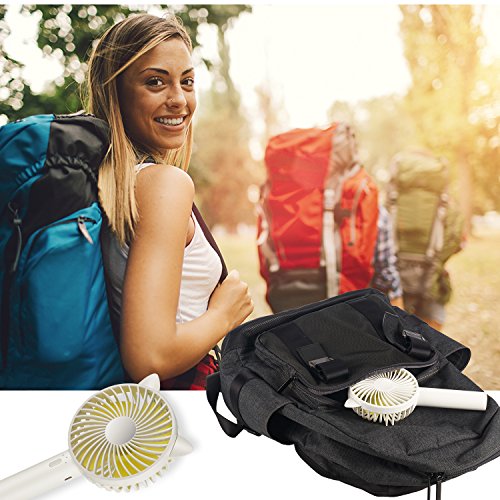 SUPOLOGY Mini Handheld Portable Personal Fan, USB Rechargeable Twin Turbo Blades Operated Adjustable 3 Speeds Desktop Fan for Home Office Outdoor Travel